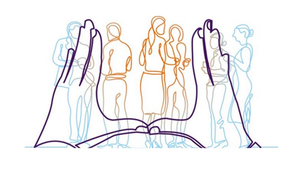 Illustratie van een groep mensen als symbool voor vakantievoorbereiding