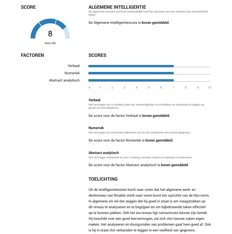 Nieuwe baan intelligentietest resultaten